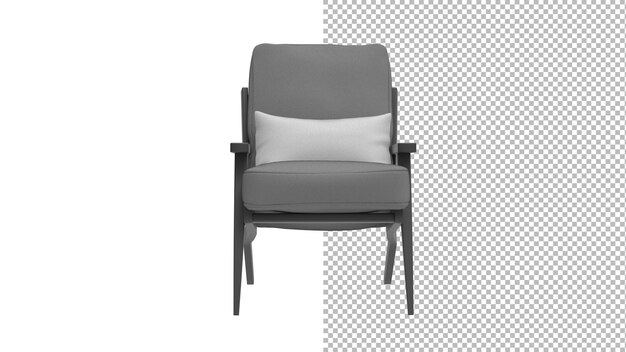 Vista frontal del sillón sin render 3d de sombra