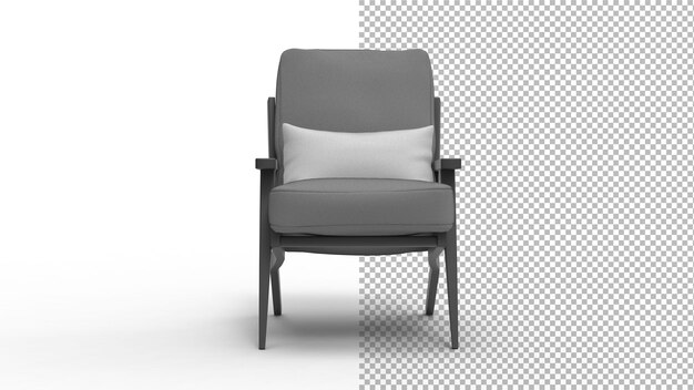 Vista frontal del sillón con sombra 3d render