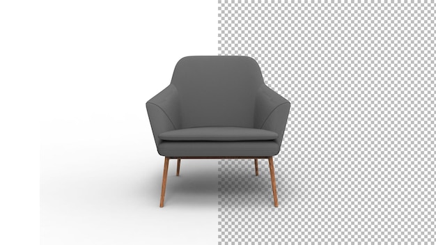 PSD vista frontal del sillón con sombra 3d render