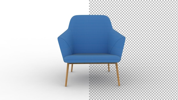 Vista frontal del sillón con sombra 3d render