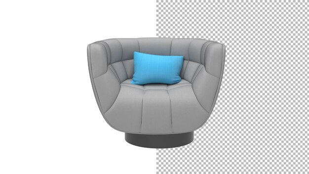 Vista frontal del sofá barril sin sombra 3d render