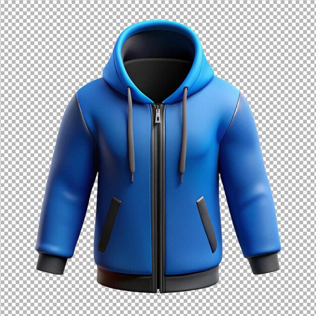 vista frontal de la sudadera con capucha en un fondo transparente