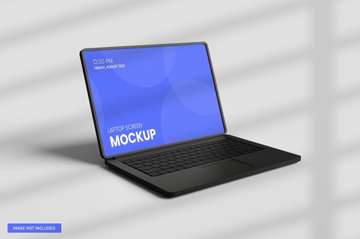 Vista frontale del mockup dello schermo del laptop nel rendering 3D