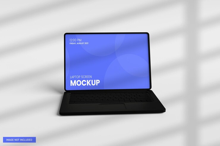 Vista frontale del mockup dello schermo del laptop nel rendering 3D