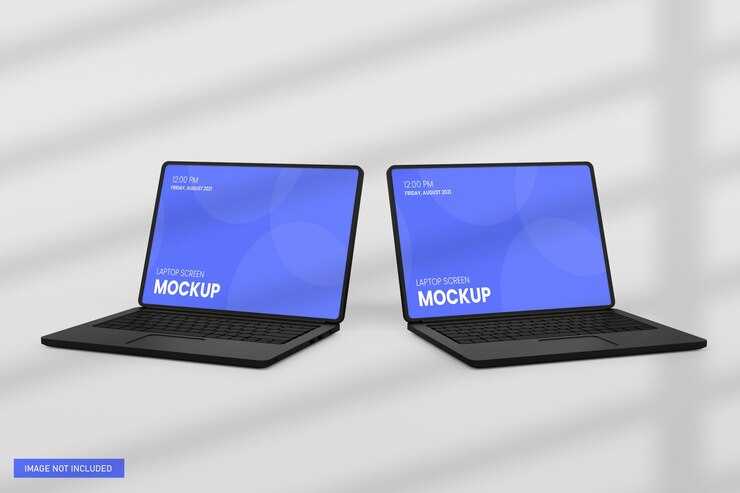 Vista frontale del mockup dello schermo del laptop nel rendering 3D