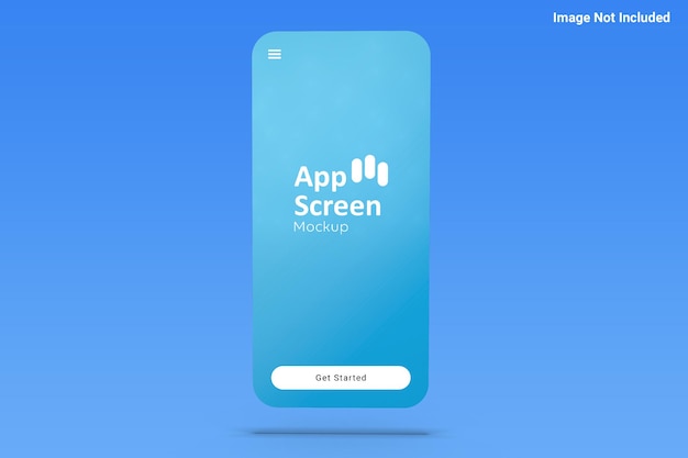 vista frontale del mockup dello schermo dell'app