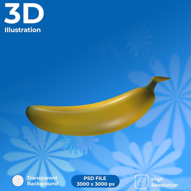 Vista frontale della banana del rendering 3D