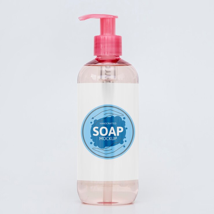 PSD vista frontale della bottiglia di sapone liquido
