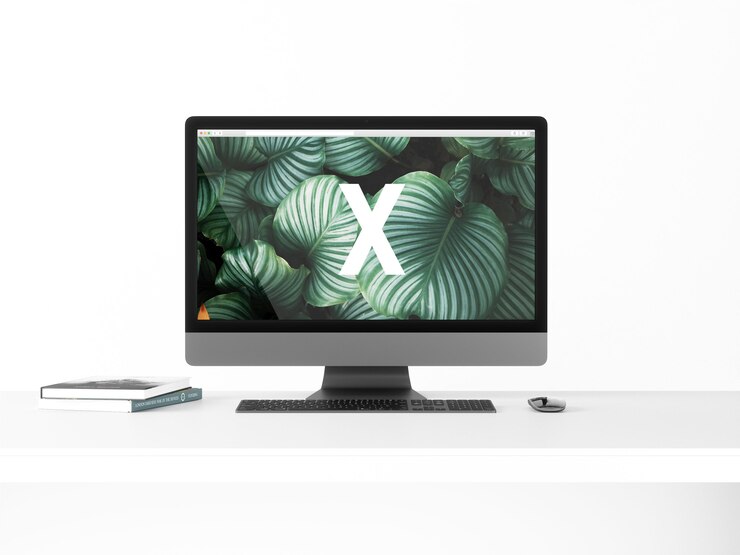 PSD vista frontale mockup a schermo singolo 2018