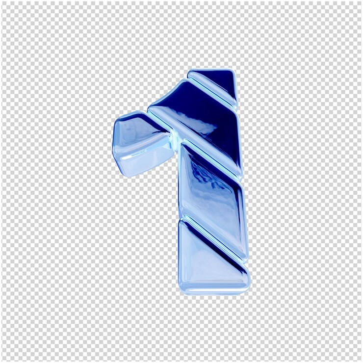 PSD vista inferior dos números do gelo azul. 3d número 1