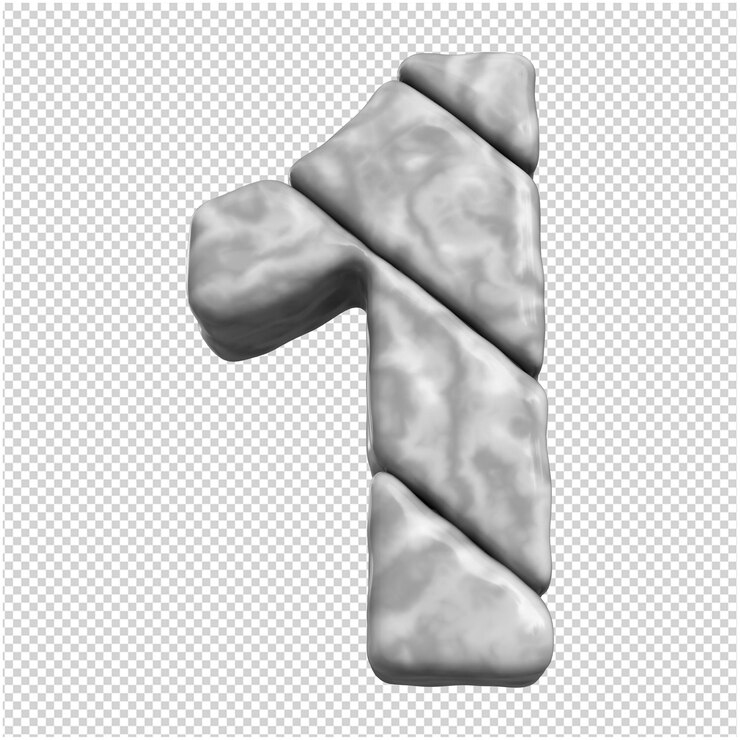 PSD vista inferior de una figura de piedra de mármol. 3d número 1