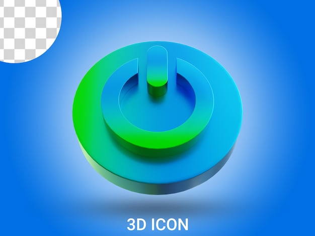 PSD vista inferior frontal 3d renderizado signo de potencia icono 3d