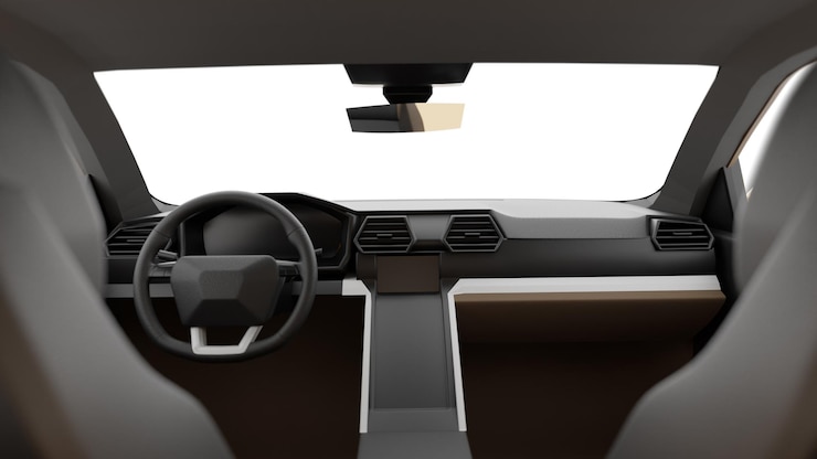 PSD vista desde el interior del coche a través del parabrisas parabrisas aislado maqueta