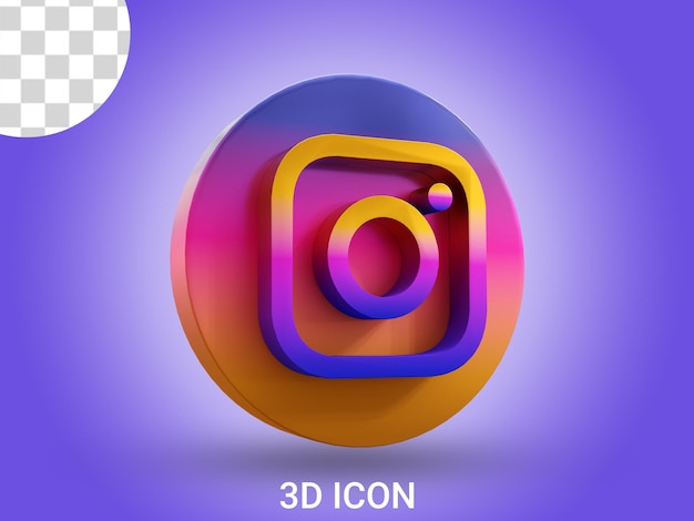 PSD vista izquierda 3d renderizado icono 3d de instagram