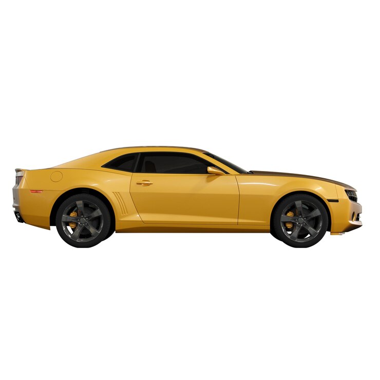 PSD vista izquierda del coche amarillo 3d