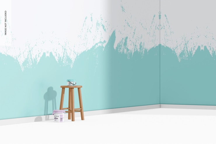 PSD vista izquierda de la maqueta del proyecto de pintura mural