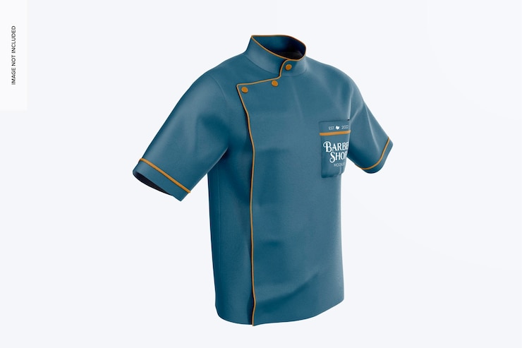 PSD vista izquierda de la maqueta de uniforme de peluquero