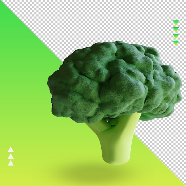 Vista izquierda de renderizado de brócoli vegetal 3d