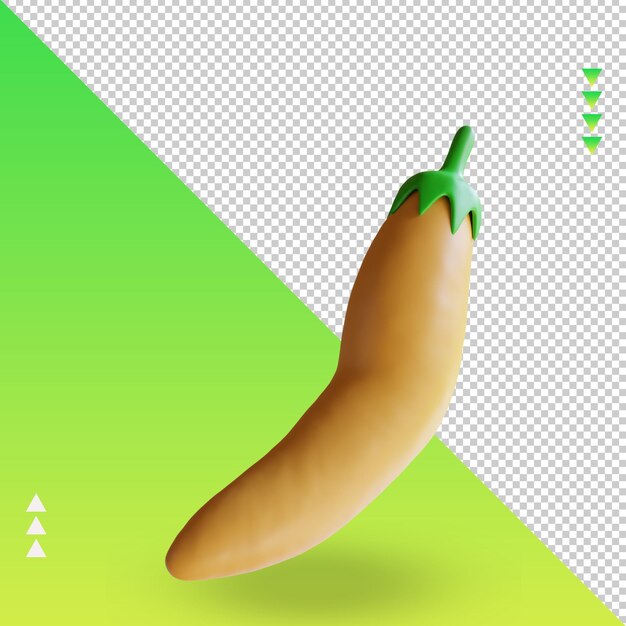 Vista izquierda de renderizado de chiles amarillos vegetales 3d