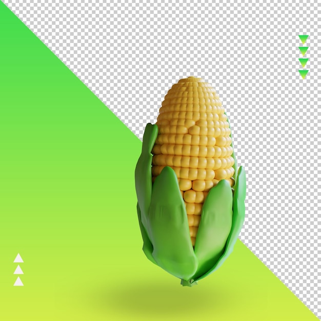 PSD vista izquierda de renderizado de maíz vegetal 3d