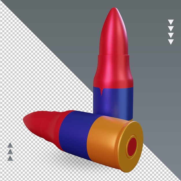 PSD vista izquierda de representación de la bandera de armenia de bala 3d