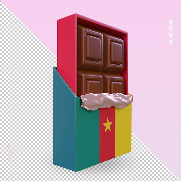 Vista izquierda de la representación de la bandera de camerún de chocolate 3d