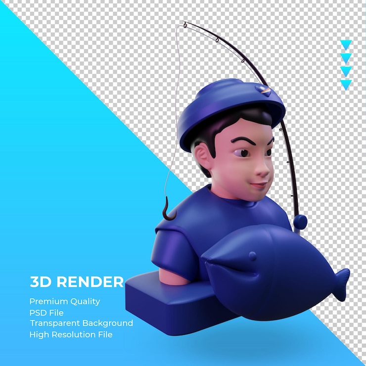 PSD vista izquierda de la representación de la bandera de las islas marshall del pescador 3d