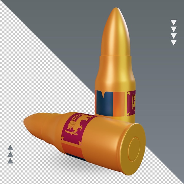 Vista izquierda de representación de la bandera de Sri Lanka de bala 3d
