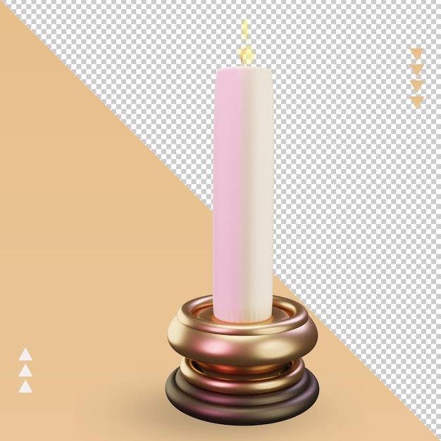 Vista izquierda de la representación del icono de Pascua de la vela 3d