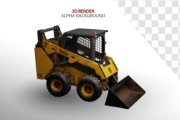 PSD vista lateral 3d do carregador skidsteer isolada