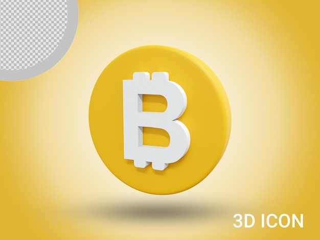 Vista lateral de diseño de icono de bitcoin renderizado 3d