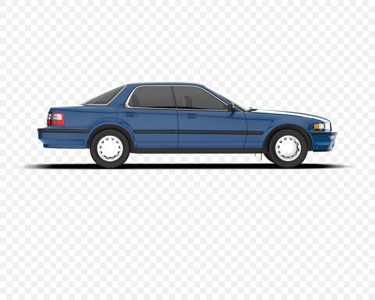 PSD vista lateral do carro sedan azul