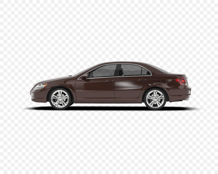 PSD vista lateral do carro sedan castanho