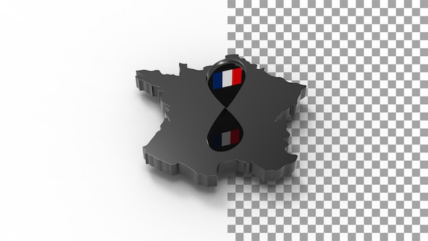 PSD vista lateral do mapa da frança renderização em 3d