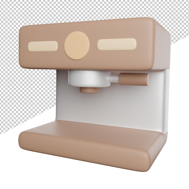 Vista lateral do processo de máquina de café ilustração de ícone de renderização 3d em fundo transparente