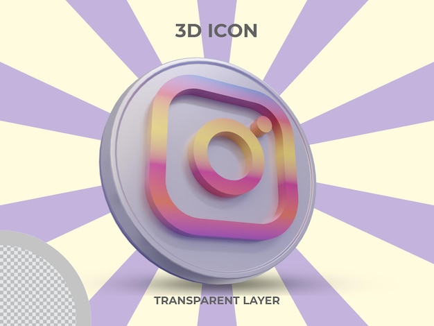 Vista lateral del icono de instagram aislado renderizado 3d