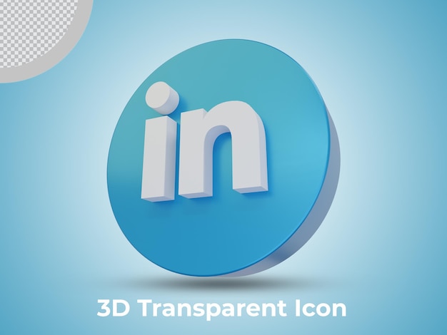 PSD vista lateral del icono renderizado 3d de linkedin de alta calidad