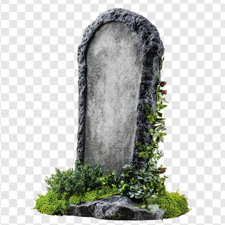 PSD vista lateral de la lápida de halloween en toda su longitud aislada en un fondo transparente
