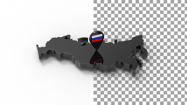 Vista lateral del mapa de rusia 3d render