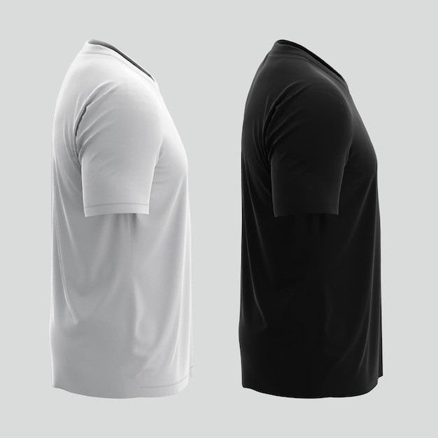 PSD vista lateral de maqueta de camiseta negra masculina