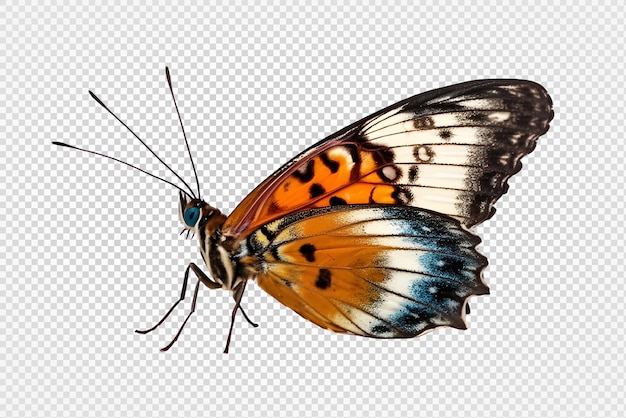 PSD vista lateral de mariposa aislada en un fondo transparente generativa ai