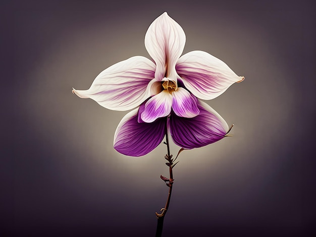 Una vista lateral de una orquídea dendrobium