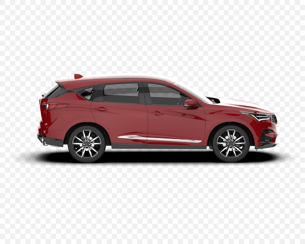 Vista lateral del SUV rojo