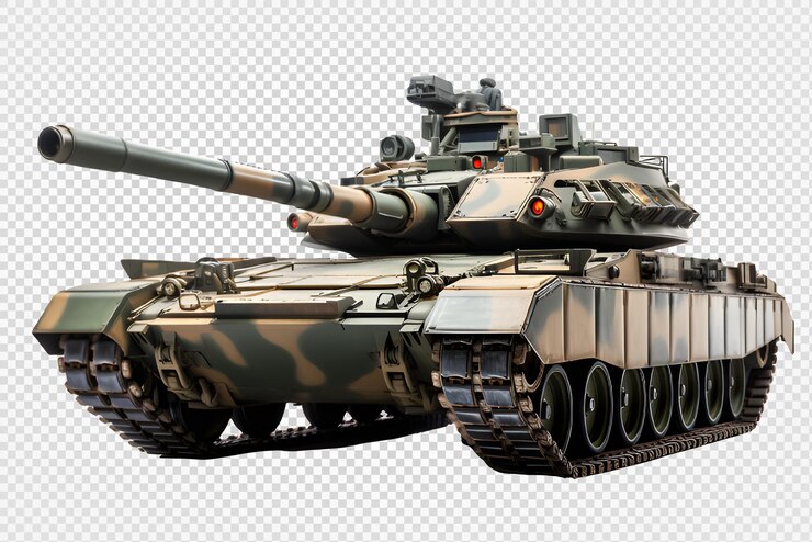 PSD vista lateral del tanque de batalla aislado en un fondo transparente tanque militar png generativo ai