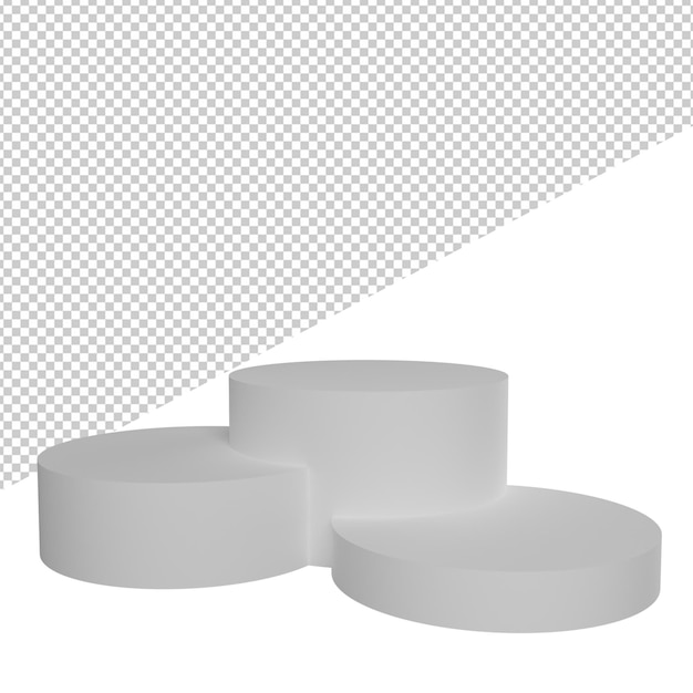 Vista laterale arrotondata podioillustrazione 3d che rende sfondo trasparente