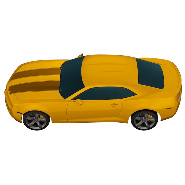 Vista laterale dell'auto gialla 2D