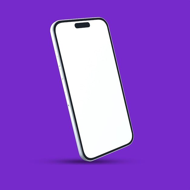 vista laterale dello smartphone su sfondo viola 3d render mockup psd