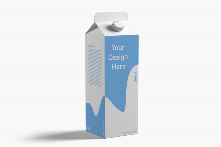 PSD vista de una maqueta de botella de leche