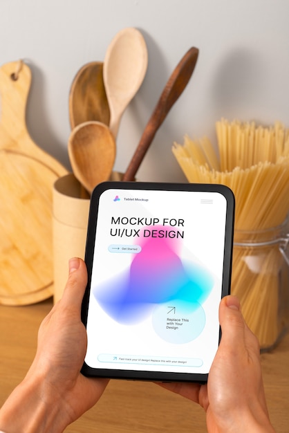 Vista de la maqueta de dispositivo inteligente utilizado en la cocina