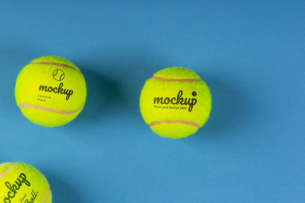 PSD vista de maqueta de pelotas de tenis